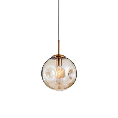 Светильник подвесной Amo V2081-P Moderli янтарный 1 лампа, основание латунь в стиле современный шар выдувное