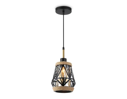 Светильник подвесной TR8521 Ambrella light янтарный на 1 лампу, основание чёрное в стиле лофт 