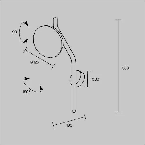 Бра с выключателем LED в розетку MOD451WL-L8B3K Vita Maytoni чёрный на 1 лампу, основание чёрное в стиле современный хай-тек для чтения в розетку фото 5