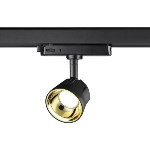 Трековый светильник трёхфазный LED Knof 358720 Novotech золотой чёрный для шинопроводов серии Knof