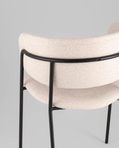 Кресло Нэлли New, буклированный велюр бежевый УТ000039981 Stool Group, бежевый/букле, ножки/металл/чёрный, размеры - ***** фото 6