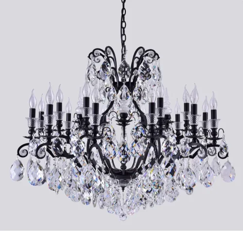 Люстра подвесная MAGNIFICO SP19 BLACK/TRANSPARENT Crystal Lux без плафона на 19 ламп, основание чёрное в стиле классический фото 3