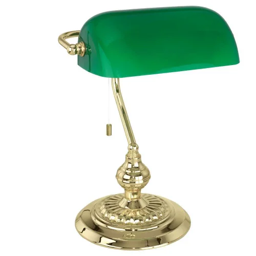 Настольная лампа BANKER 90967 Eglo зелёная 1 лампа, основание латунь жёлтое металл в стиле классический 