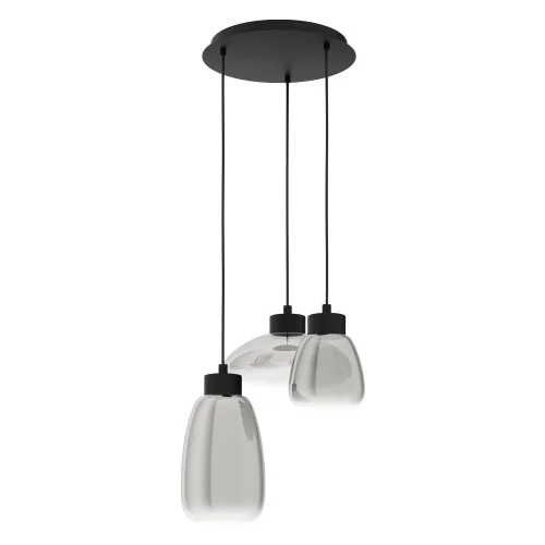 Светильник подвесной LED Sarnarra 39784 Eglo чёрный серый на 3 лампы, основание чёрное в стиле современный 