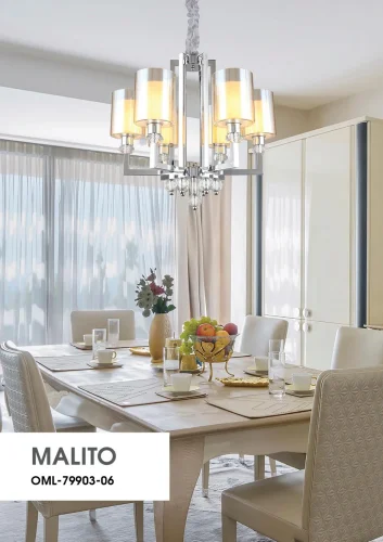 Люстра подвесная Malito OML-79903-06 Omnilux прозрачная на 6 ламп, основание хром в стиле классический  фото 2