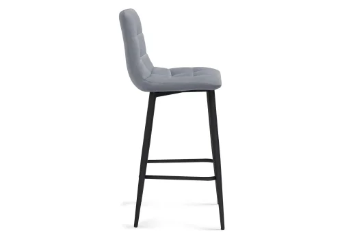 Полубарный стул Чилли К светло-серый / черный 502080 Woodville, серый/велюр, ножки/металл/чёрный, размеры - ****430*420 фото 3