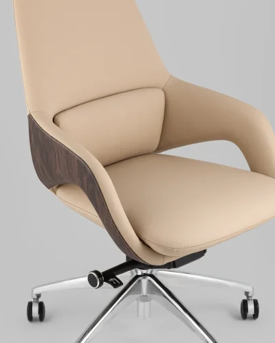Кресло офисное TopChairs Reign, бежевый УТ000039416 Stool Group, бежевый/экокожа, ножки/металл/хром, размеры - *1090**** фото 7