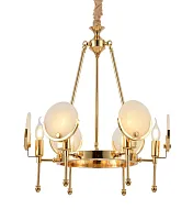 Люстра подвесная Montego LDP 8010-6 F.GD Lumina Deco белая на 6 ламп, основание золотое в стиле современный 