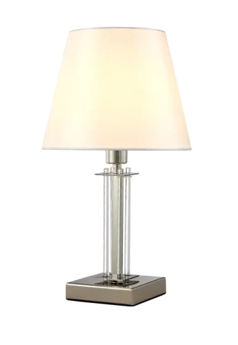 Настольная лампа NICOLAS LG1 NICKEL/WHITE Crystal Lux белая на 1 лампу, основание никель металл стекло в стиле современный фото 4