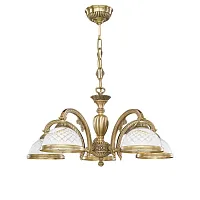 Люстра подвесная  L 7002/5 Reccagni Angelo белая на 5 ламп, основание античное бронза в стиле классический 