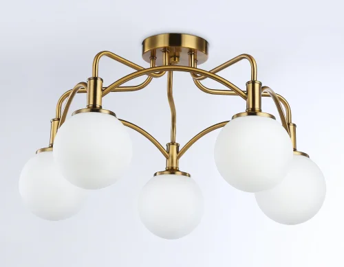 Люстра потолочная TR3212 Ambrella light белая на 5 ламп, основание золотое в стиле классический шар фото 6