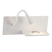 Бра с выключателем ЛЕД ELQI AP11W LED WH Crystal Lux белый на 1 лампу, основание белое в стиле минимализм для чтения гибкая ножка с беспроводной зарядкой