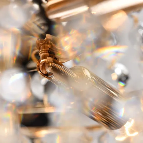 Люстра подвесная хрустальная Патриция 447011509 MW-Light прозрачная на 9 ламп, основание золотое в стиле классический  фото 11