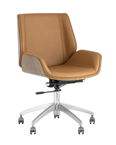 Кресло офисное TopChairs Crown NEW, коричневое УТ000031357 Stool Group, коричневый/экокожа, ножки/металл/хром, размеры - ****600*620