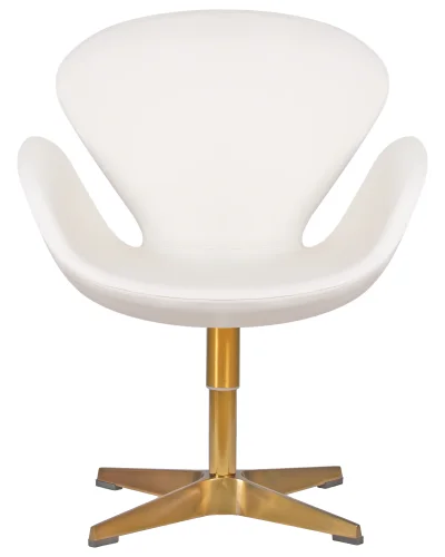 Кресло дизайнерское  69A-LMO SWAN, цвет сиденья белый (P23), цвет основания золото Dobrin, белый/кожзаменитель, ножки/металл/золотой, размеры - ****710*600 фото 5
