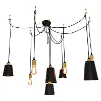 Светильник подвесной лофт Shirley GRLSP-9869 Lussole чёрный 9 ламп, основание чёрное в стиле лофт паук
