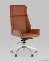 Кресло руководителя TopChairs Crown SN, коричневый УТ000038531 Stool Group, /, ножки//хром, размеры - ****600*670