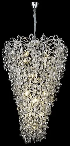 Люстра каскадная Alessia WE188.15.203 Wertmark прозрачная на 15 ламп, основание матовое никель в стиле арт-деко 