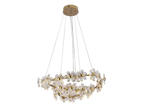 Люстра подвесная LED 8330/70 Newport прозрачная на 1 лампа, основание золотое в стиле флористика современный 