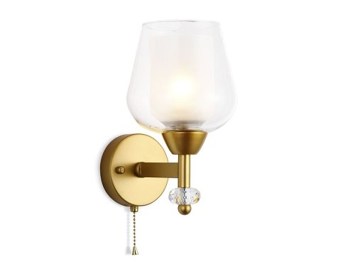Бра с выключателем TR3159 Ambrella light белый прозрачный на 1 лампа, основание золотое в стиле современный 