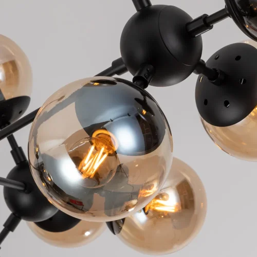 Люстра на штанге Bolla A1664SP-12BK Arte Lamp янтарная на 12 ламп, основание чёрное в стиле модерн лофт шар молекула фото 3