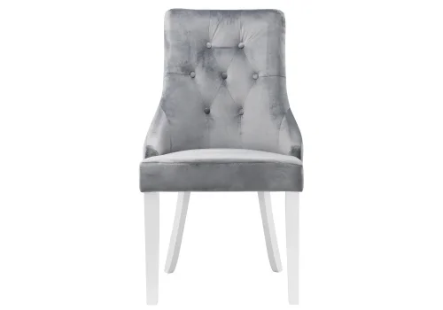 Деревянный стул Elegance white / grey 11585 Woodville, серый/велюр, ножки/дерево/белый, размеры - ****520*580 фото 9