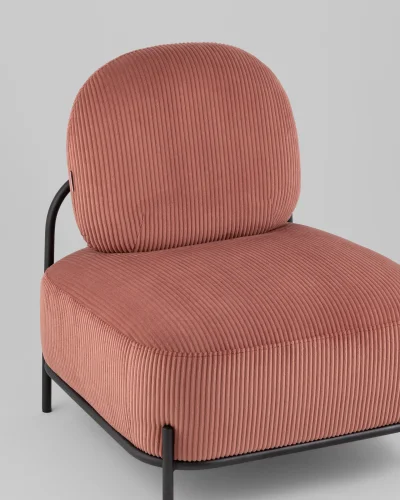 Кресло Стоун велюр рельефный коралловый УТ000039987 Stool Group, розовый/велюр, ножки/металл/чёрный, размеры - *780***710*680мм фото 9