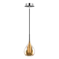 Светильник подвесной Pentola 803033 Lightstar янтарный 1 лампа, основание хром серое в стиле арт-деко 