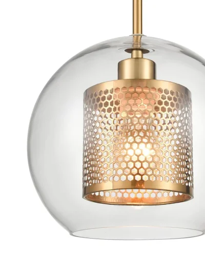 Светильник подвесной Coro VL5524P21 Vele Luce прозрачный на 1 лампу, основание латунь в стиле современный шар фото 3