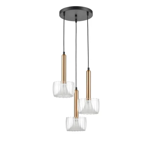 Светильник подвесной Kelly 441 VL5454P03 Vele Luce прозрачный на 3 лампы, основание чёрное в стиле современный фото 2