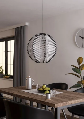 Светильник подвесной Waverton 44006 Eglo белый чёрный на 1 лампу, основание чёрное в стиле современный лофт кантри фото 3