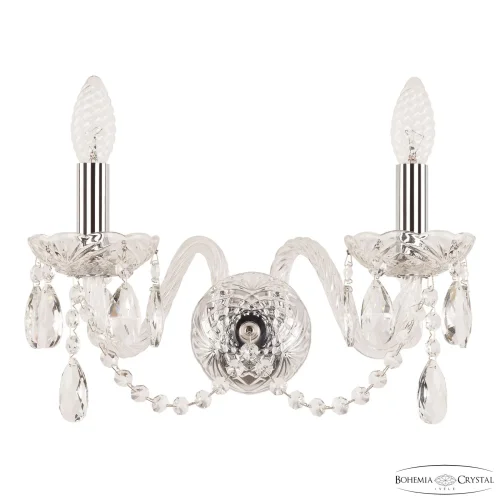 Бра 101B/2/165 Ni Bohemia Ivele Crystal без плафона на 2 лампы, основание никель прозрачное в стиле классический sp Бра 101B/2/165 Ni Bohemia Ivele Crystal без плафона на 2 лампы, основание никель прозрачное в стиле классический sp