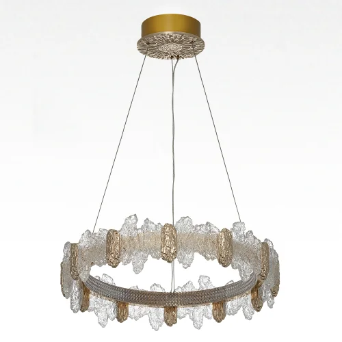 Люстра подвесная LED с пультом Lava CL250162 Citilux прозрачная янтарная на 1 лампу, основание золотое в стиле современный кольца с пультом фото 3 Люстра подвесная LED с пультом Lava CL250162 Citilux прозрачная янтарная на 1 лампу, основание золотое в стиле современный кольца с пультом фото 3