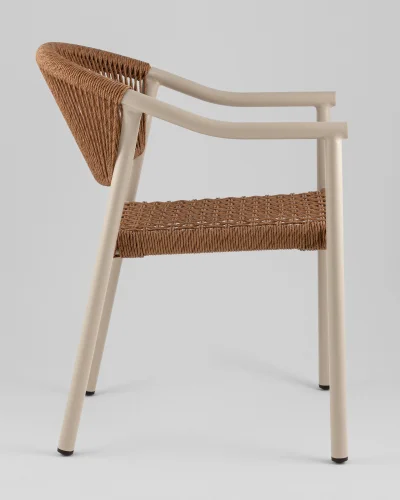 Стул Syna, коричневый, бежевые ножки УТ000039930 Stool Group, коричневый/ротанг, ножки/металл/бежевый, размеры - *780**** фото 7