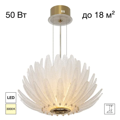 Люстра подвесная LED Deltoro CL327150 Citilux прозрачная на 1 лампу, основание золотое в стиле современный флористика арт-деко 