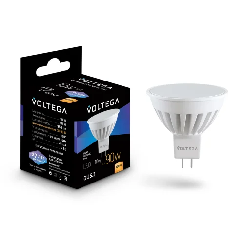Светодиодная лампа Ceramics MR16 10W 3000K GU5.3 100° 7264 Voltega GU5.3 10вт фото 2
