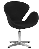 Кресло дизайнерское 69A-LMO SWAN, цвет сиденья черный (AF9), алюминиевое основание Dobrin, чёрный/ткань, ножки/металл/алюминий, размеры - ****710*600