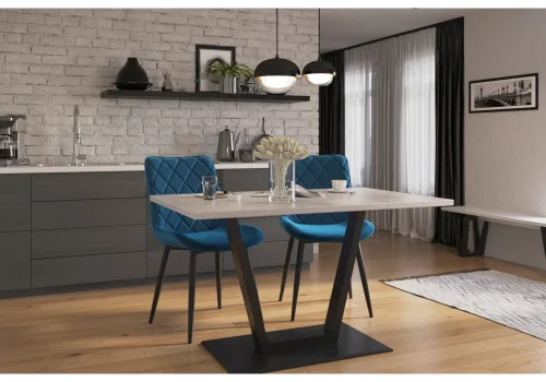 Стол на тумбе Мичиган Лофт 110х70 25 мм бетон / черный матовый 515297 Woodville столешница серая из лдсп фото 6