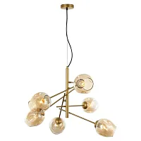 Люстра подвесная Traube 2360-6P Favourite янтарная на 6 ламп, основание золотое в стиле современный 