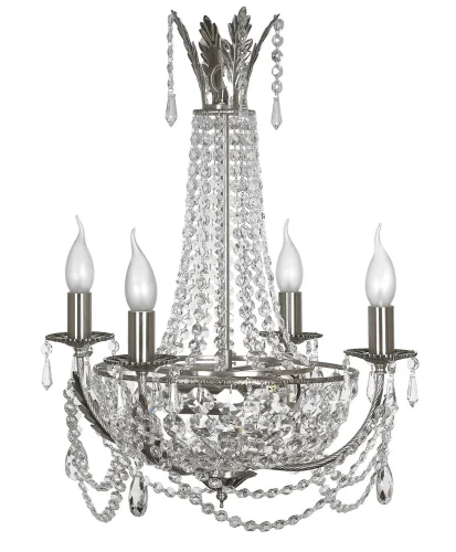 Люстра хрустальная подвесная Recetto E 1.6.4.300 NH Dio D'Arte прозрачная без плафона на 4 лампы, основание чёрное никель в стиле классический 