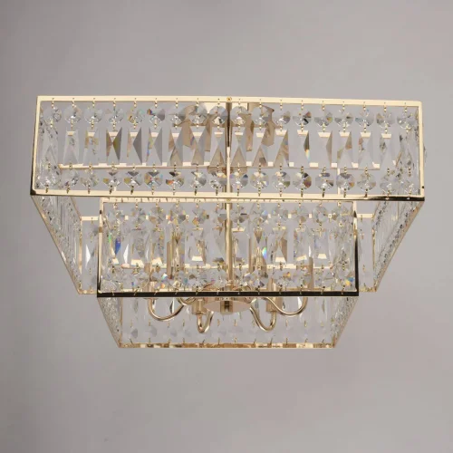 Люстра потолочная хрустальная Монарх 121012006 MW-Light прозрачная на 6 ламп, основание золотое в стиле классический  фото 3