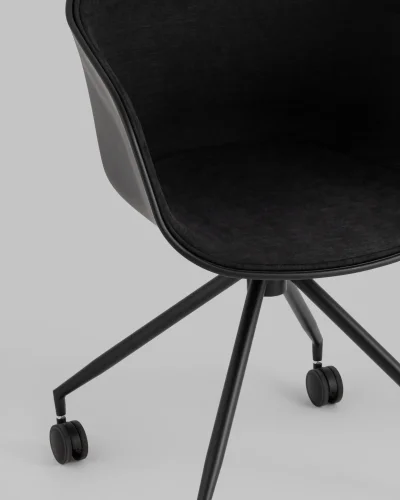 Кресло офисное LIBRA, пластик черный, рогожка черный УТ000038152 Stool Group, чёрный/рогожка, ножки/металл/чёрный, размеры - ***** фото 8