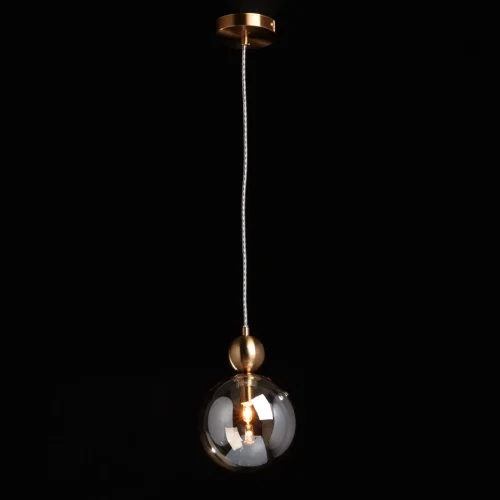 Светильник подвесной Крайс 657013601 DeMarkt янтарный 1 лампа, основание латунь в стиле хай-тек современный шар фото 2