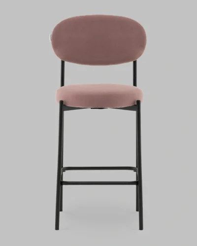 Стул Полубарный Бриф DD велюр пыльно-розовый УТ000041514 Stool Group, розовый/велюр, ножки/сталь/чёрный, размеры - ***** фото 2