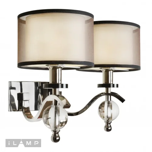 Бра Malibu W2335-2 nic iLamp коричневый на 2 лампы, основание хром в стиле современный 