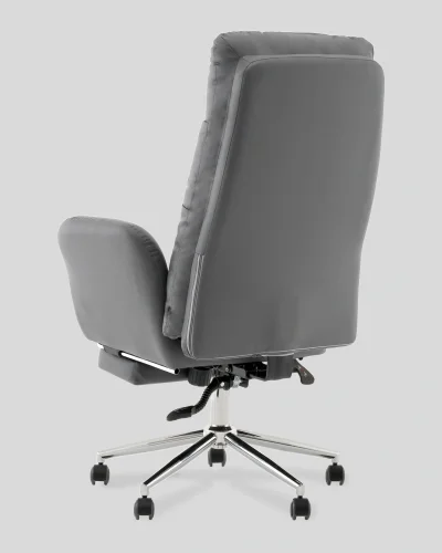 Кресло руководителя TopChairs Solid с оттоманкой, серый УТ000040807 Stool Group, серый/экокожа, ножки/металл/хром, размеры - 1200*1280**** фото 5