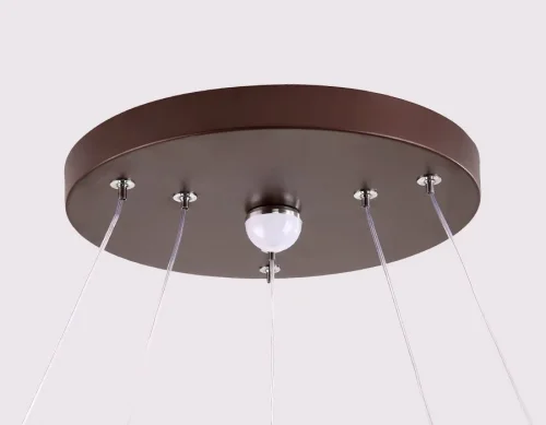 Люстра подвесная LED с пультом Orbital Crystal FF11 Ambrella light белая коричневая на 1 лампу, основание коричневое в стиле современный хай-тек с пультом кольца фото 6