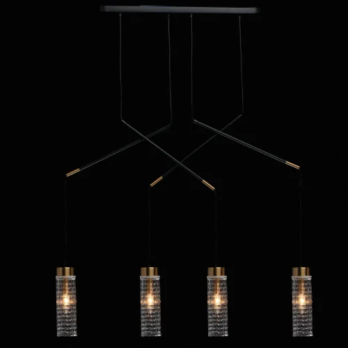 Светильник подвесной Фьюжн 392018304 DeMarkt прозрачный 4 лампы, основание чёрное в стиле модерн трубочки фото 3