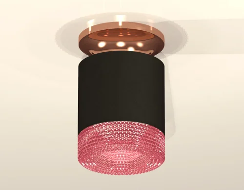 Светильник накладной XS7402123 Ambrella light розовый чёрный 1 лампа, основание чёрное в стиле хай-тек современный круглый фото 3
