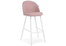 Барный стул Сондре пыльно-розовый / белый 464888 Woodville, розовый/велюр, ножки/металл/белый, размеры - ****500*600